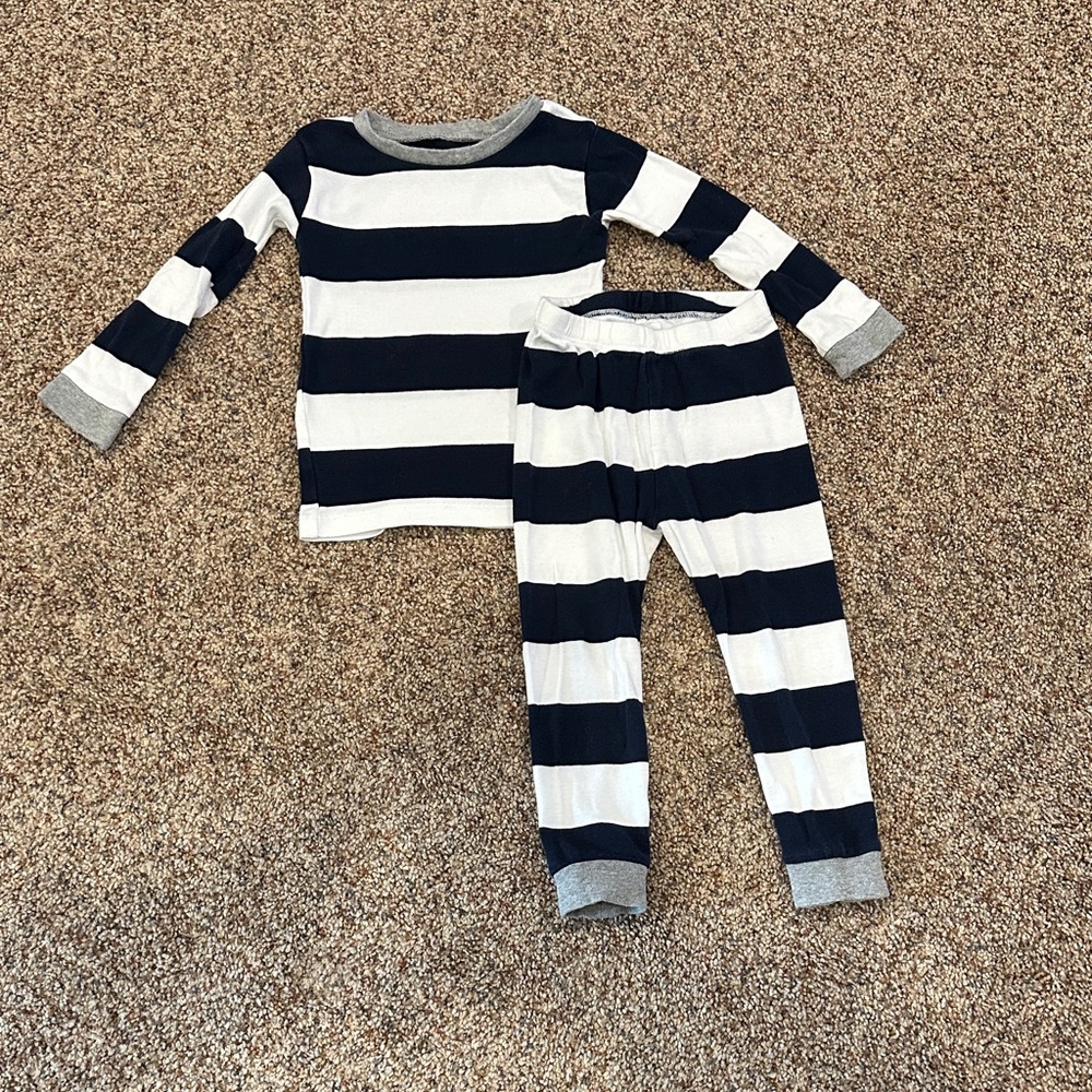 Burt's Bees Kids Navy and White Striped Pajama Set